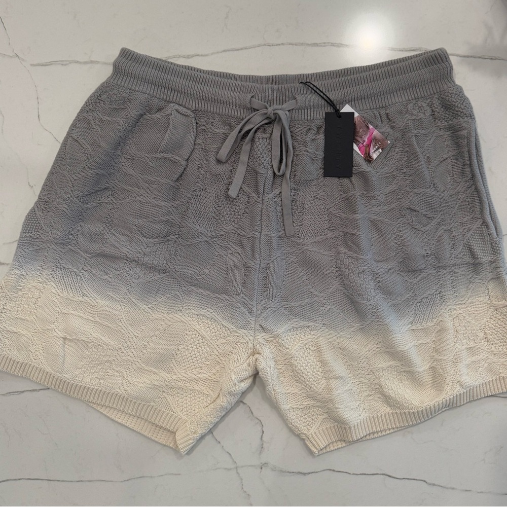NWT TWENTY Montreal Mens Gray Crossover Netting Sweater Shorts, Size XXL